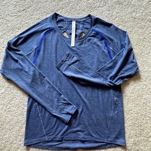 Lululemon Stop Drop and Squat Long Sleeve Shirt Size 4 Heathered Blazer Blue